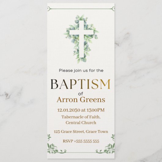 Baptism Invitation | Simple and Elegant Christian Einladung (Vorderseite)