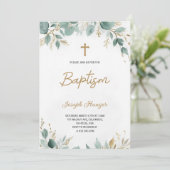 baptism invitation with elegant floral einladung (Stehend Vorderseite)