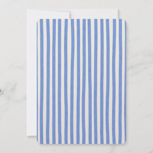 Baptism invitation with fancy blue pinstripes einladung (Rückseite)