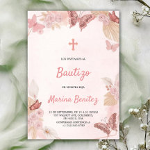 Baptism invitation with floral design