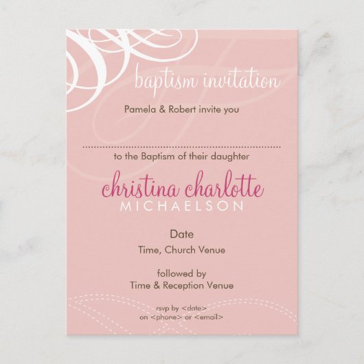 BAPTISM INVITE: Designervogue 1 Einladungspostkarte (Vorderseite)