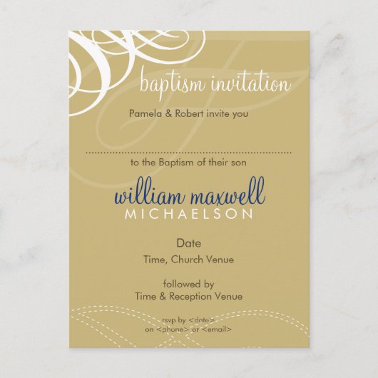 BAPTISM INVITE: Designervogue 7 Einladungspostkarte (Vorderseite)