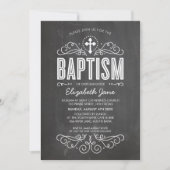 BAPTISM INVITE elegante blüh-Kalkboard grau Einladung (Vorderseite)