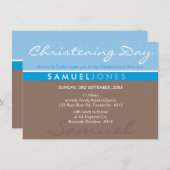BAPTISM INVITE Moderne, einfache Groovy Blue Mocha Einladung (Vorne/Hinten)