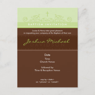 BAPTISM INVITE POSTCARD :: elegant 1P Einladungspostkarte