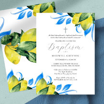 Baptism Lemon Foliage Religious Italian Blue