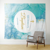 Baptism Marble blue mint modern backdrop Wandteppich (Beispiel (Horizontal))