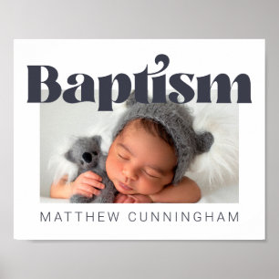 Baptism Modern Bold Simple Photo Thank You Poster
