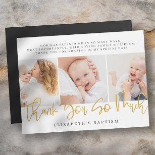 Baptism Modern Simple Chic Photo Thank You Card Magnetkarte