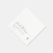 Baptism Modern Simple Dusty Blue God Bless Cross N Serviette (Ecke)