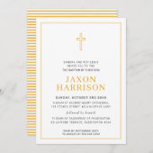 BAPTISM moderne minimale Kreuzung einfache Gelb Einladung (Vorne/Hinten)
