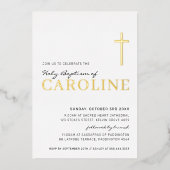 BAPTISM Modernes, hübsches Girl in Rosa Folieneinladung (Vorderseite)