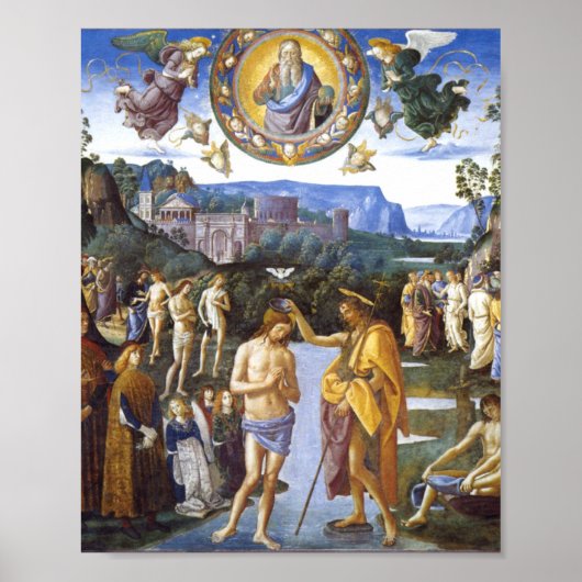 Baptism Of Christ Sistin Chapel - Pietro Perugino Poster (Vorne)