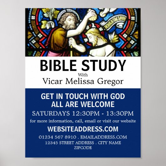 Baptism of Jesus, Christian Bible Class Advert Poster (Vorne)