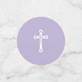 Baptism Photo Lavender Purple White Cross in Crest Konfetti (Klein Vorderseite)