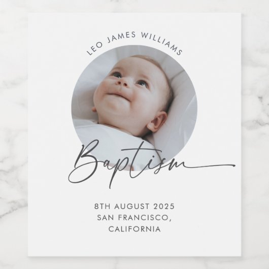 Baptism Photo Thank You Weinetikett (Einzelnes Label)