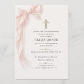 Baptism Pink Coquette Bow Girl  Einladung (Vorderseite)