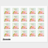 Baptism Pink Waterlily & Tree Frog Quadratischer Aufkleber (Blatt)
