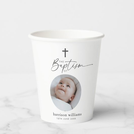 Baptism Round Photo Pappbecher (Vorderseite)