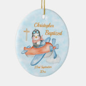 Baptism Watercolor Baby Penguin Airplane Keramik Ornament (Rechts)
