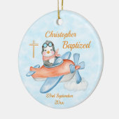 Baptism Watercolor Baby Penguin Airplane Keramik Ornament (Links)