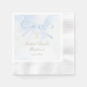 Baptism watercolor blue bow serviette (Vorderseite)