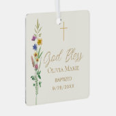 Baptism Wildflower Custom Photo Ceramic Ornament Aus Metall (Vorderseite Rechts)