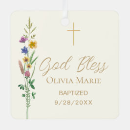 Baptism Wildflower Custom Photo Ceramic Ornament Aus Metall