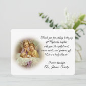 Baptismal Baby-Schutzengel danken Ihnen Dankeskarte (Stehend Vorderseite)