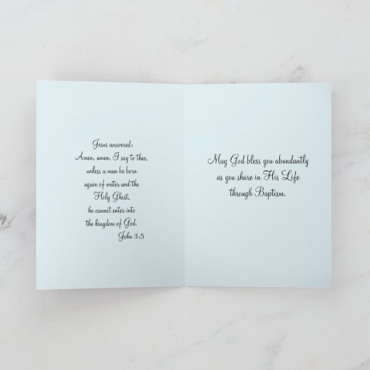 Baptismal Baby-Taufpatensohn Karte (Innenseite)