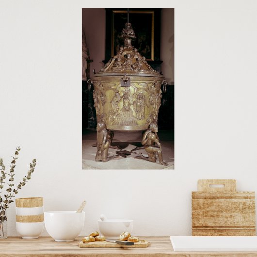 Baptismal font showing poster (Küche)