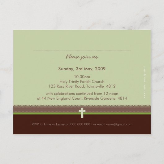 BAPTISMITTELEINLADUNG: rein 6 Einladungspostkarte (Rückseite)