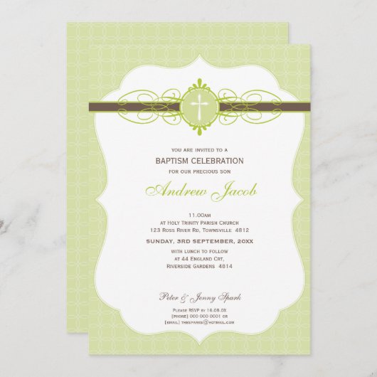 BAPTISMITTELINVITE: makellose 2P Einladung (Vorne/Hinten)