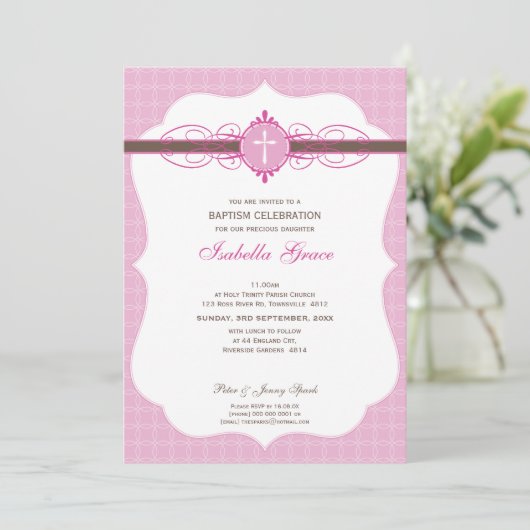 BAPTISMITTELINVITE: makellose 4P Einladung (Stehend Vorderseite)