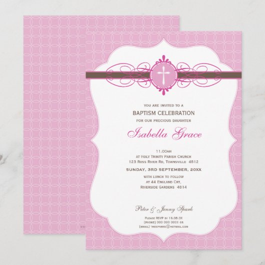 BAPTISMITTELINVITE: makellose 4P Einladung (Vorne/Hinten)