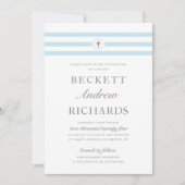 Baptismus beim klassischen Stripe Blue Boys Einladung (Vorderseite)