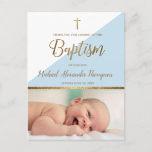 Baptismus des vertikalen Blue Baby Boy Foto Postkarte
