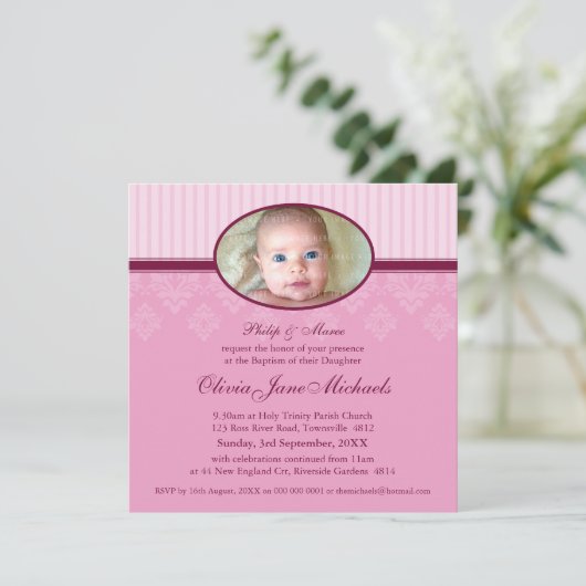 BAPTISMUS ERSUCHT: segnete 3SQ Einladung (Stehend Vorderseite)