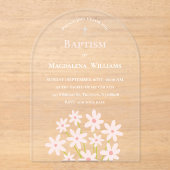 Baptismus in blassrosa Blume Acryleinladungen (Vorderseite)