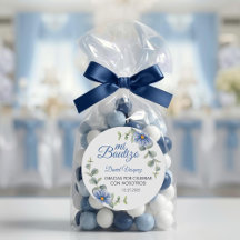 Baptisse Spanish Bautismo Green Blätter Blue Flowe