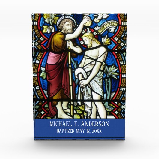 Baptist Buntglas-erwachsener Taufe-Jesuss Johannes Fotoblock (Vorderseite)