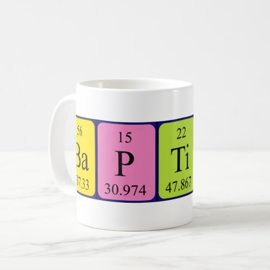 Baptiste Periodenname Tasse (Vorderseite Links)