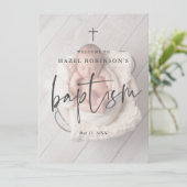 BaptisWillkommensgruß für einfaches Script-Foto Einladung (Stehend Vorderseite)