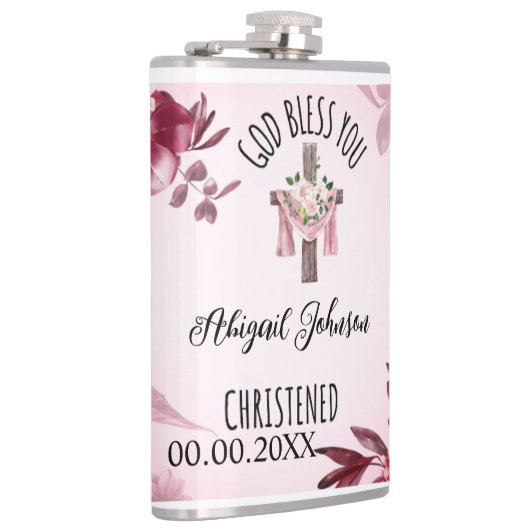 Baptized Christenname Datum Gott segne Sie Custom Flachmann (Rechts)