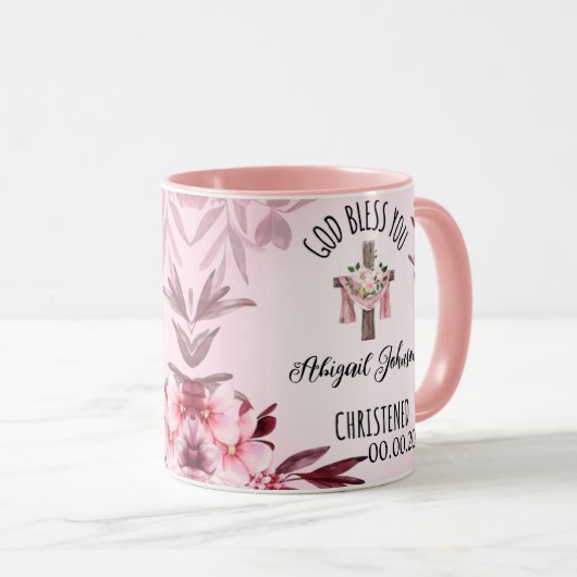 Baptized Christenname Datum Gott segne Sie Custom Tasse (VorderseiteRechts)