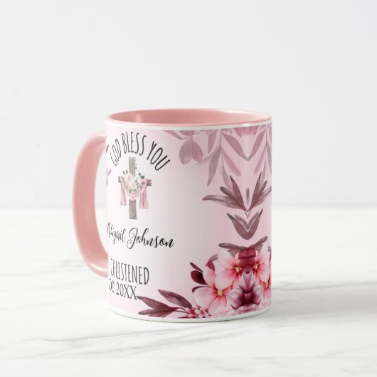 Baptized Christenname Datum Gott segne Sie Custom Tasse (Vorderseite Links)