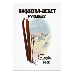 Baqueira-Beret Spanien Ski-Plakat. Fotodruck