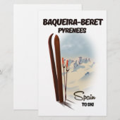 Baqueira-Beret Spanien Skiposter. Briefpapier (Vorne/Hinten)