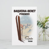 Baqueira-Beret Spanien Skiposter. Briefpapier (Stehend Vorderseite)
