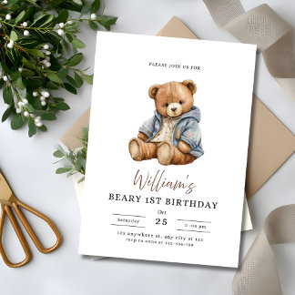 Bär 1. Geburtstag Teddybär Jungen Geburtstagsfeier Einladung